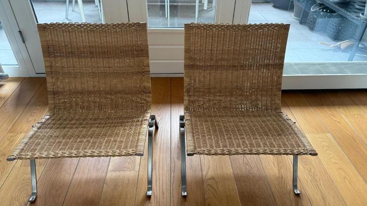 PK22 chairs, Huis en Inrichting, Fauteuils, Gebruikt, Metaal, Riet of Rotan, 50 tot 75 cm, 75 tot 100 cm, Ophalen