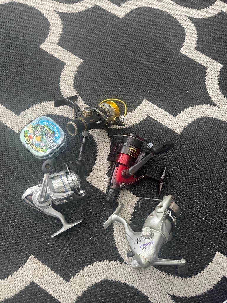 Vismolens set + vislijn - goede staat, Watersport en Boten, Hengelsport | Karpervissen, Gebruikt, Molen, Ophalen of Verzenden