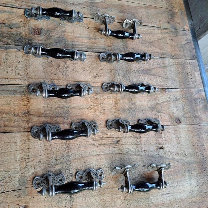 10 handgrepen voor schuiframen en/of ensuite deuren, Antiek en Kunst, Antiek | Overige Antiek, Ophalen of Verzenden
