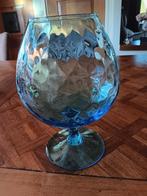 Retro jaren 60 aqua blauw Empoli glas, cognacglas model sier, Ophalen, Zo goed als nieuw, Overige typen