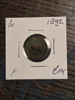 1892 Nederland 1 Cent - Wilhelmina, Postzegels en Munten, Munten | Nederland, Ophalen of Verzenden, Koningin Wilhelmina, 1 cent