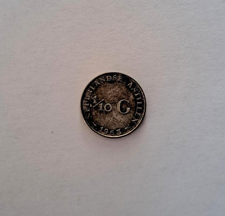 Zilveren 1/10 gulden 1963 Nederlandse Antillen, Postzegels en Munten, Munten | Nederland, Losse munt, 10 cent, Koningin Juliana