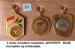 SCHIETSPORT, mooie set van 3 stuks medailles, jaren 70/80, Ophalen of Verzenden, Overige materialen, Nederland