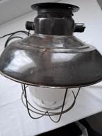 Retro emaille industrieële hanglamp, Ophalen of Verzenden, Gebruikt, Glas, Minder dan 50 cm