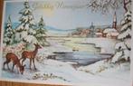 Gelukkig Nieuwjaar - herten bij een plas - 1980, Verzenden, 1960 tot 1980, Gelopen, Overige thema's