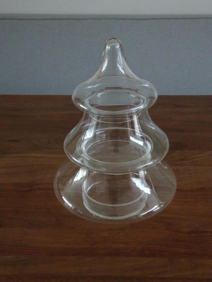 Glazen bonbonschaal / koekjes stolp / etagère kerstboom, Diversen, Kerst, Zo goed als nieuw, Ophalen of Verzenden