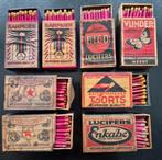 8 oude luciferdoosjes, o.a. Kampioen, Vlinder, Ro(o)de Ster, Ophalen, Gebruikt, Luciferdoosjes of -merken