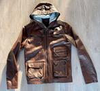 Tommy Hilfiger chocolade bruin leren jack maat S/ 176, Tommy Hilfiger, Jongen of Meisje, Ophalen of Verzenden, Jas