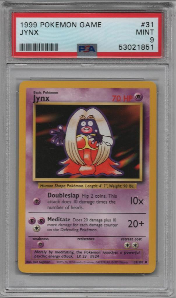 Jynx Psa 9 Base set unlimited, Hobby en Vrije tijd, Verzamelkaartspellen | Pokémon, Zo goed als nieuw, Ophalen of Verzenden