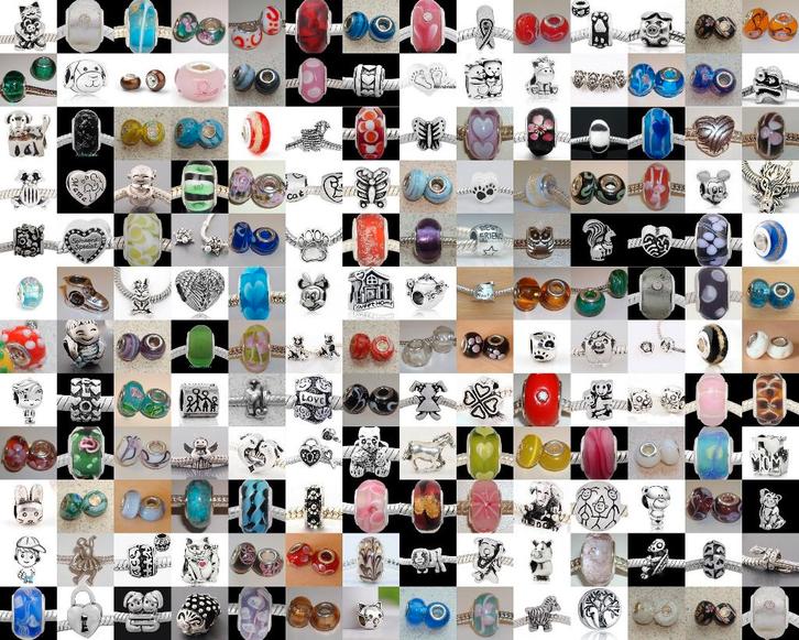 Vanaf € 0,06 verzilverde bedels, glas- en strassbedels, Sieraden, Tassen en Uiterlijk, Bedels, Nieuw, Overige merken, Overige materialen