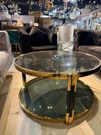 Ronde Salontafel met Zwart Doorzichtig Glas – Dubbel Design, 50 tot 100 cm, Rond, Nieuw, Glas