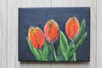 Oranje ,rode tulpen, Minder dan 50 cm, Nieuw, Minder dan 50 cm, Schilderij