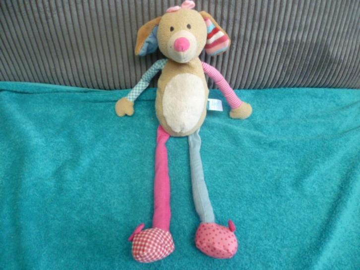 Bruin beige roze blauw velours slungel hond strikjes v Lief, Kinderen en Baby's, Speelgoed | Knuffels en Pluche, Zo goed als nieuw