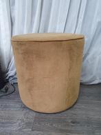 WOOOD poef Sara Ribstof - honinggeel - rond, Ophalen, Minder dan 50 cm, Rond, Minder dan 50 cm