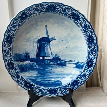 29-30 cm delftsblauw bord porceleyne fles molen landschap beschikbaar voor biedingen
