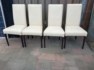 4 eetkamer stoelen Effezeta gebroken wit bekleding leer beschikbaar voor biedingen