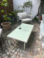 Tuintafel beige aluminium & glazen plaat, Ophalen, Zo goed als nieuw, Rechthoekig, Aluminium