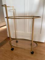 Mooie Bar cart / serveerwagen, goud/brons met glazen bladen, Huis en Inrichting, Tafels | Bijzettafels, Overige materialen, Zo goed als nieuw