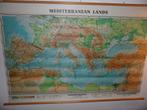landkaart wandkaart Middellandse zee Méditerannée, Antiek en Kunst, Antiek | Schoolplaten, Ophalen, Aardrijkskunde