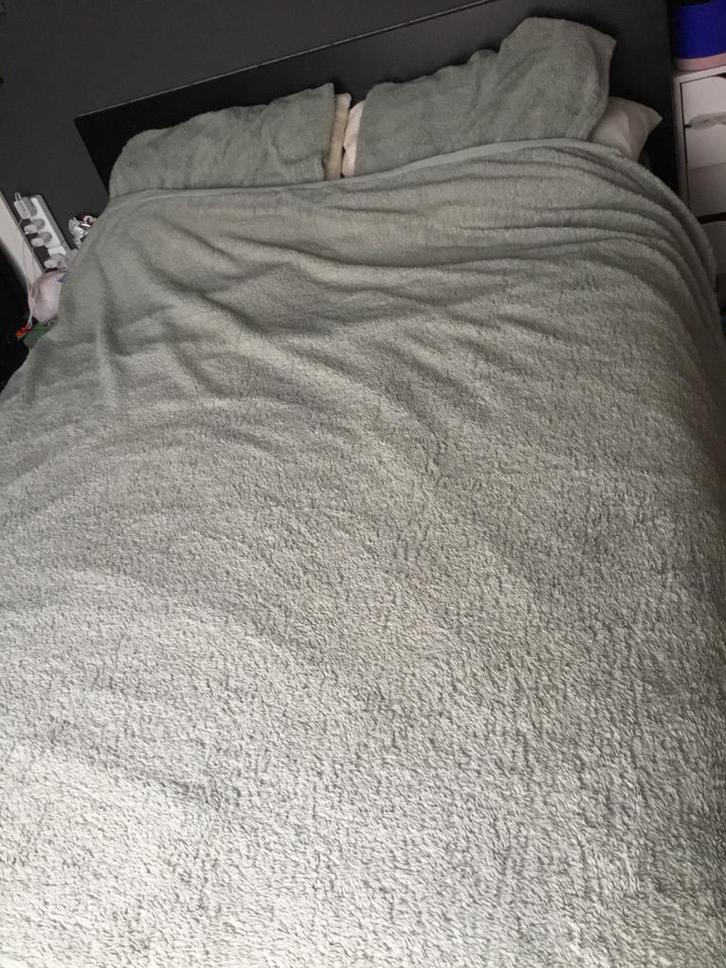 teddy licht groen dekbedovertrek 200x200, Huis en Inrichting, Slaapkamer | Beddengoed, Zo goed als nieuw, Dekbedovertrek, Tweepersoons