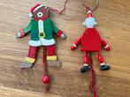 Vintage Houten Trekpoppen Kerst Decoratie Set van 2 stuks, Ophalen of Verzenden