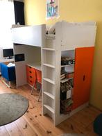 2x IKEA Stuva hoogslaper mt bureau en kast. Oranje en blauw., Kinderen en Baby's, Gebruikt, Hoogslaper, Ophalen