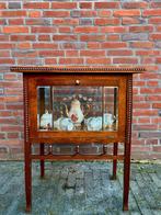 Vintage thee kastje, geslepen ruitjes (afneembaar dienblad), Ophalen, Gebruikt, Met klep(pen), 100 tot 150 cm