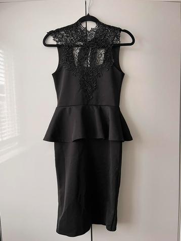 Zwart Bodycon jurk met peplum 