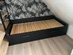 Ikea Brimnes uitschuifbaar bed zwart, Ophalen, Zwart, Tweepersoons, Zo goed als nieuw