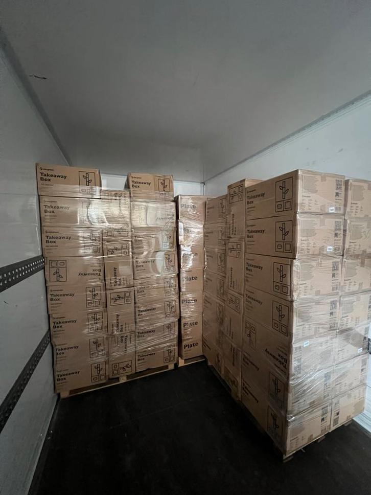 PARTIJ: Suikerriet Menuboxen 3-vaks - Pallet (32 dozen), Huis en Inrichting, Keuken | Servies, Nieuw, Bord(en), Effen, Overige materialen
