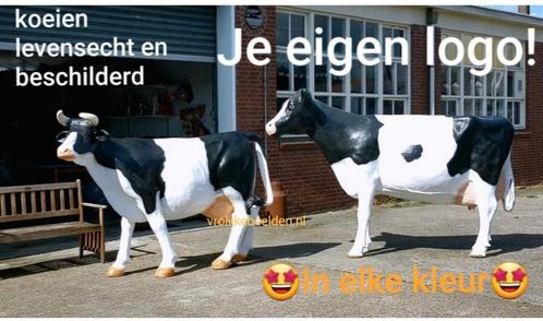 Koe beeld in de tuin, polyester koe, varken, tuinbeeld kalf, Tuin en Terras, Tuinbeelden, Nieuw, Dierenbeeld, Kunststof, Ophalen