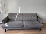 Bank, grijs, velvet stof, Huis en Inrichting, Banken | Bankstellen, Ophalen, Driepersoons, 75 tot 100 cm, Zo goed als nieuw