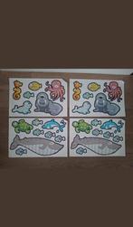 Raamstickers zeedieren vissen walrus zeepaardje schildpad, Ophalen of Verzenden, Zo goed als nieuw, Dier en Natuur