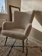 HUNDESTED Fauteuil - Off-white Teddy & Naturel Eiken, Ophalen, Hout, Zo goed als nieuw, 75 tot 100 cm