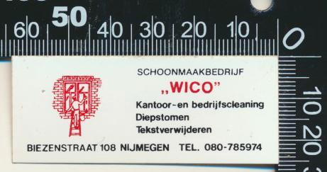 Sticker: Schoonmaakbedrijf Wico - Nijmegen, Verzamelen, Stickers, Zo goed als nieuw, Bedrijf of Vereniging, Ophalen of Verzenden