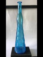 Hoge Empoli Genie glazen fles van blauw glas, ong 48 cm hoog, Antiek en Kunst, Antiek | Glas en Kristal, Ophalen of Verzenden