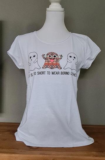 Wit t-shirt met print FB-sister, maat 40. 