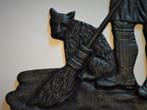 Gietijzeren plaquette van een man met zijn hond, Antiek en Kunst, Ophalen of Verzenden