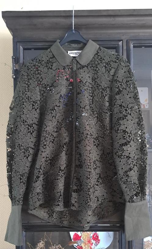 Essentiel Antwerp Groene Kant Blouse maat 38 M, Kleding | Dames, Blouses en Tunieken, Zo goed als nieuw, Maat 38/40 (M), Groen