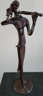 Bronzen beeld sculptuur vioolspeler violiste groot zwaar, Ophalen of Verzenden
