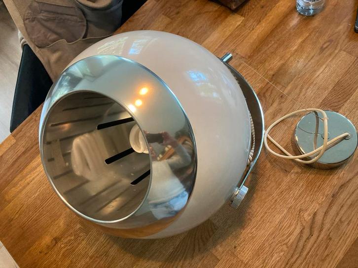 Staande lamp + hanglamp:32 cm, hoogte 180 cm. Chromen voet., Huis en Inrichting, Lampen | Vloerlampen, Zo goed als nieuw, 150 tot 200 cm
