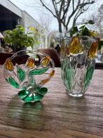 Walther glas - tulpen vaas en schaal op voet, Antiek en Kunst, Ophalen of Verzenden