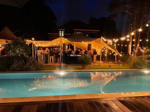 Stretchtent te huur - 10 x 7,5 m - 100+personen - zandkleur, Tuin en Terras, Partytenten, Zo goed als nieuw, Overige typen, 2 meter of meer