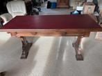 Houten Bureau met Donkerrood Leren Blad - 160cm, Huis en Inrichting, Bureaus, Ophalen, Gebruikt