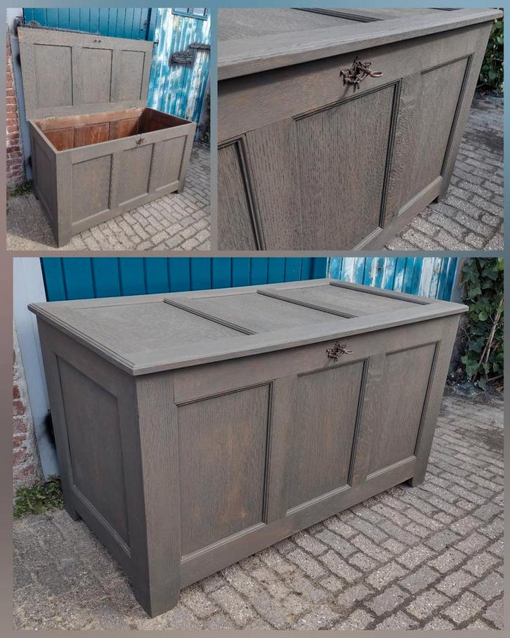 Salontafel kist gezandstraald eiken "urban grey", Huis en Inrichting, Tafels | Salontafels, 50 tot 75 cm, 50 tot 100 cm, 100 tot 150 cm