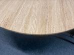 Tafel echt travetin 129 cm doorsnee mango hout kegel poot, Nieuw, 100 tot 150 cm, Overige materialen, 100 tot 150 cm