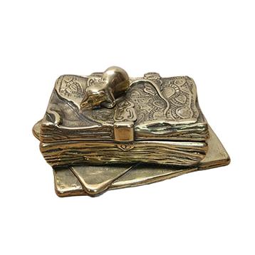 Vintage messing muis en boek postzegelbakje beschikbaar voor biedingen