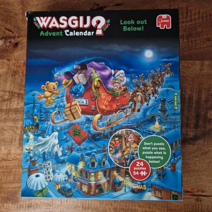 Wasgij advent kalender Look out below! 2024, Hobby en Vrije tijd, Denksport en Puzzels, Zo goed als nieuw, 500 t/m 1500 stukjes