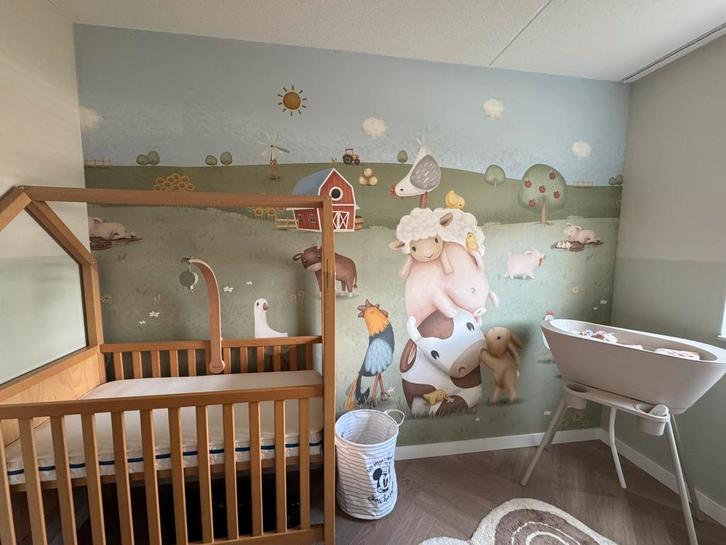 Little Dutch - Fotobehang - Little Farm - 250 cm breed, Huis en Inrichting, Stoffering | Behang, Blauw, Beige, Groen, minder dan 10 m²