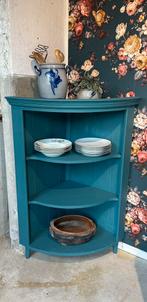 Brocante hoekkast - kastje - blauw - basic, Huis en Inrichting, Ophalen, 25 tot 50 cm, 50 tot 100 cm, Minder dan 100 cm
